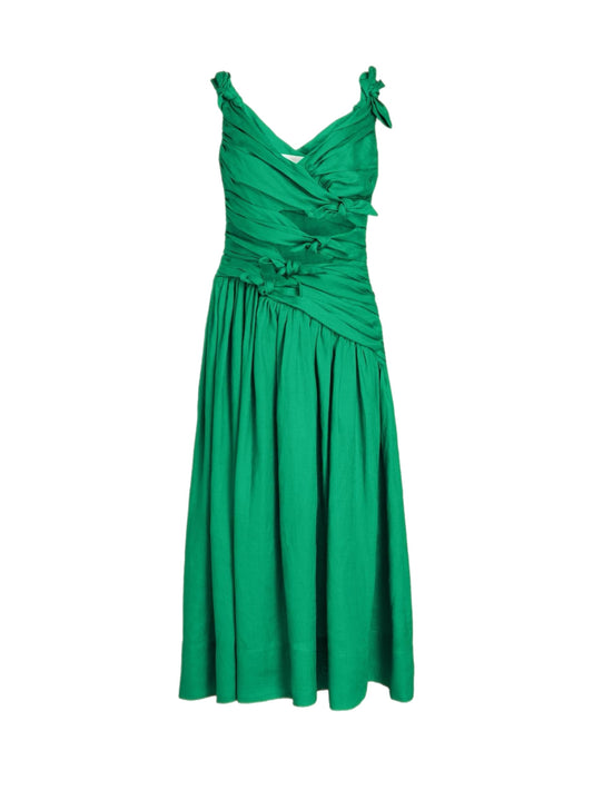 Green cutout bow dress