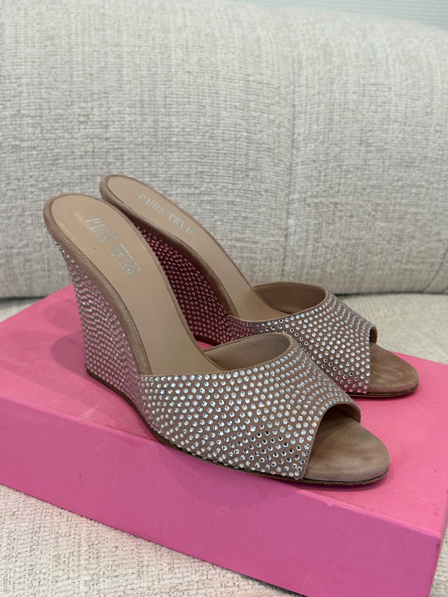 Nude strass mules