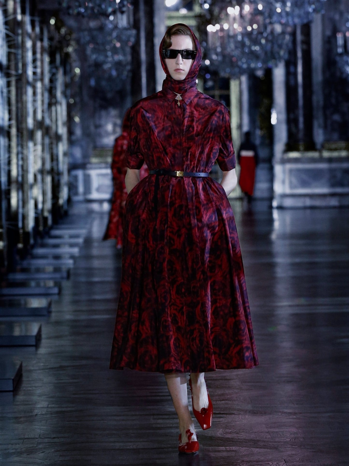 Red silk taffeta set