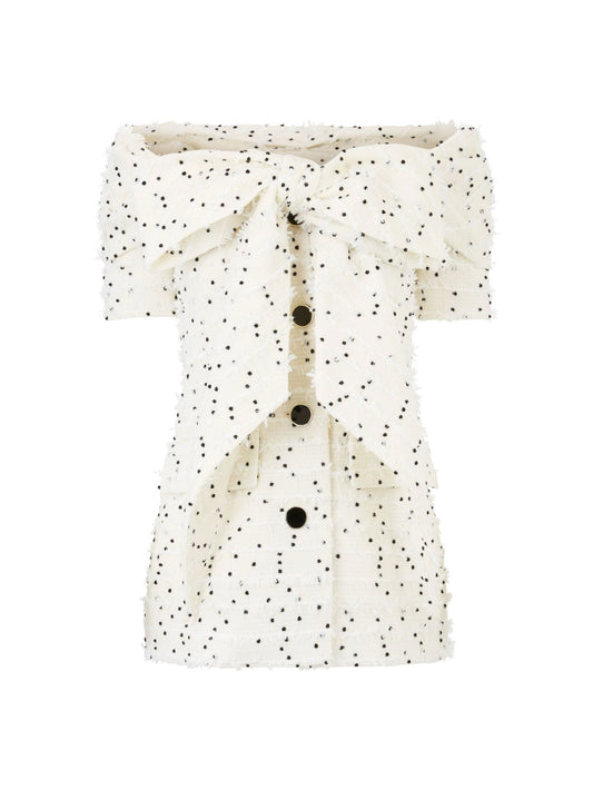 Off shoulder white jacket