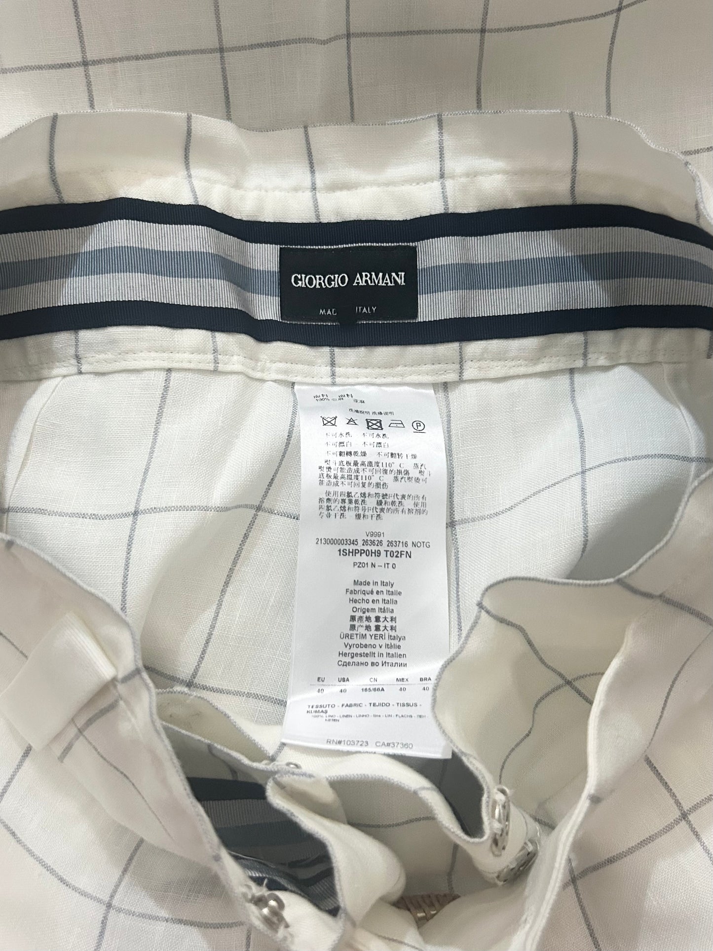 Linen checked pants belt