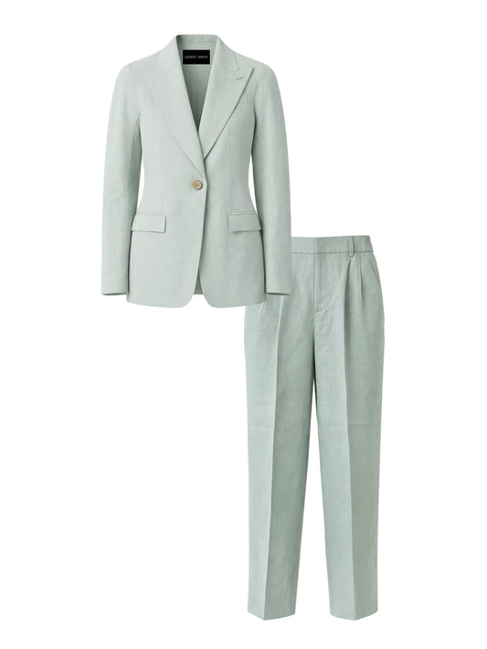 Almond green linen suit