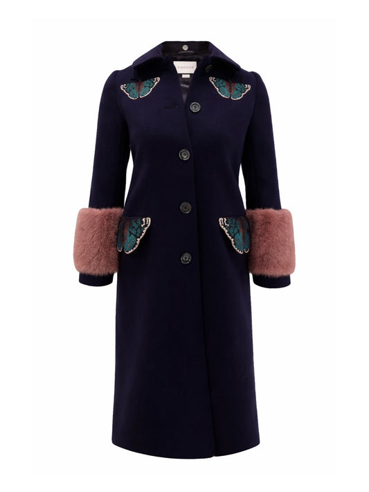Navy butterfly coat