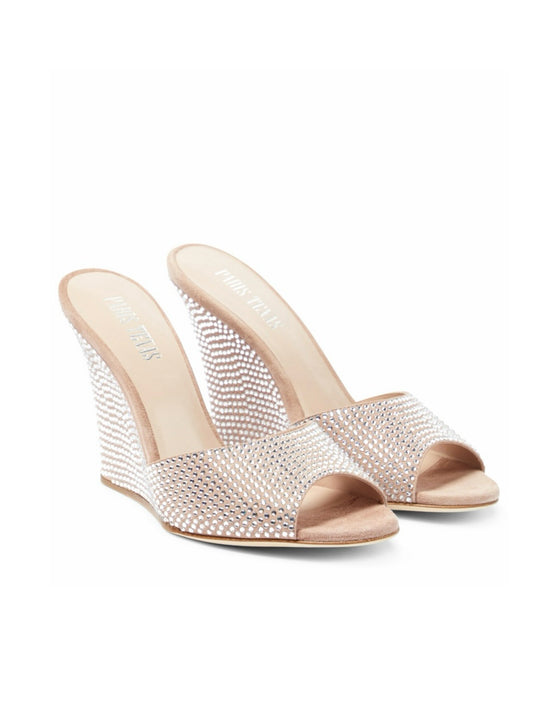 Nude strass mules