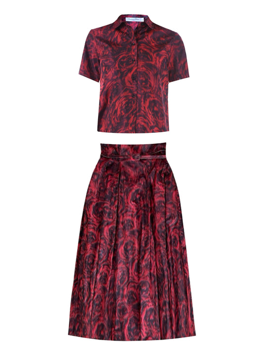 Red silk taffeta set