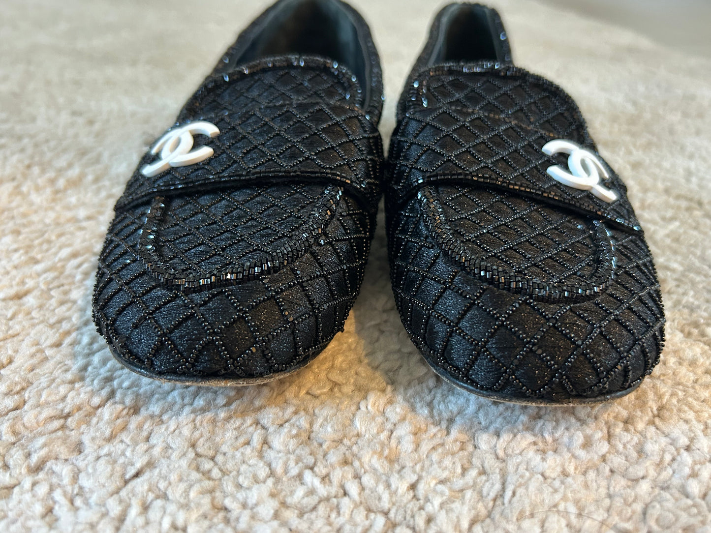 Quilted beaded loafers