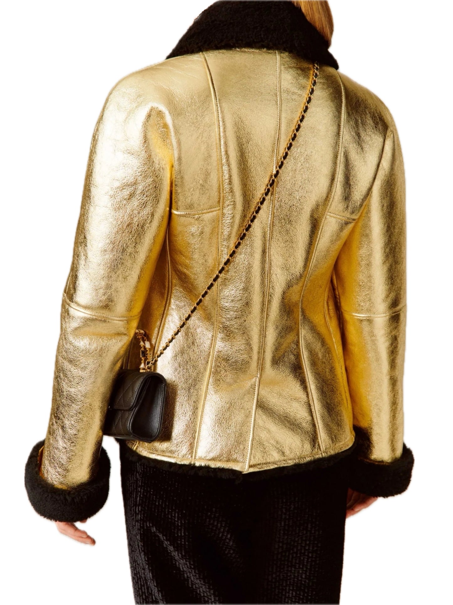 Gold shearling jacket