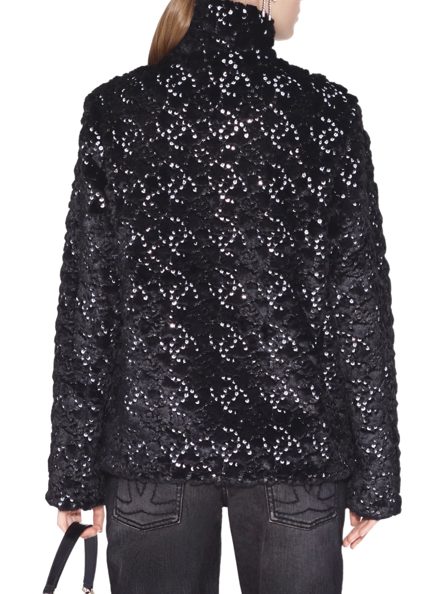 Faux fur and sequins jacket