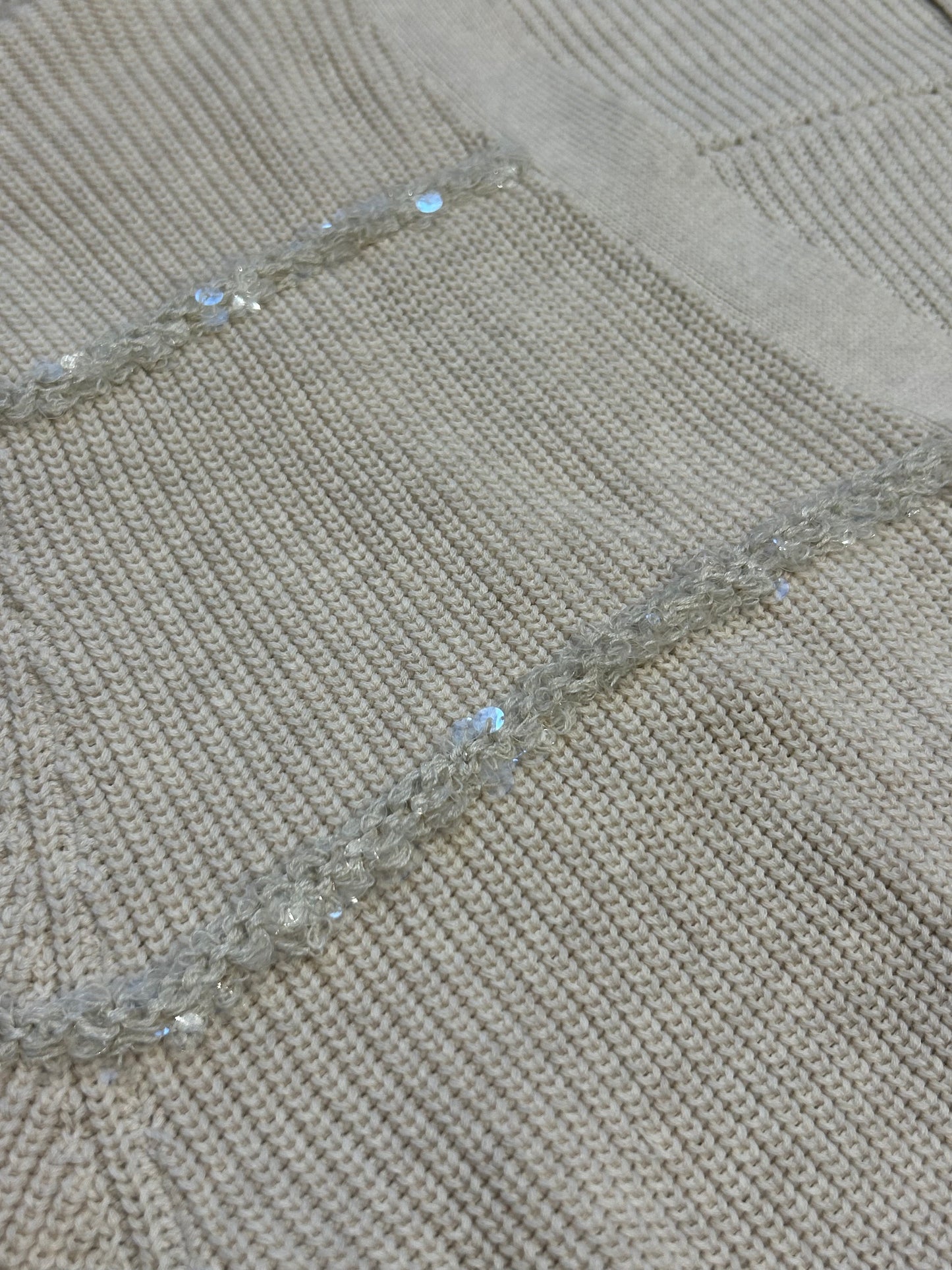 Beige cropped sequin cardigan