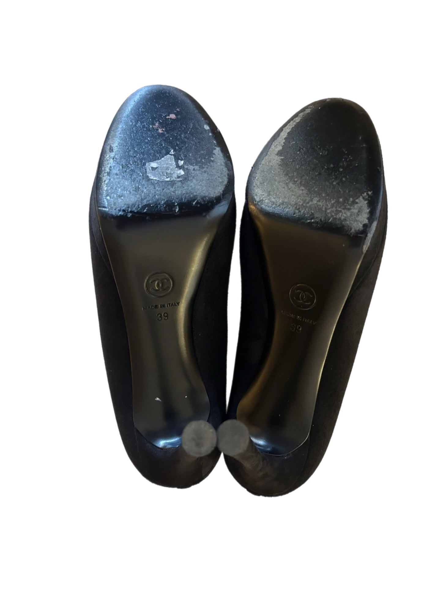 Black suede pumps