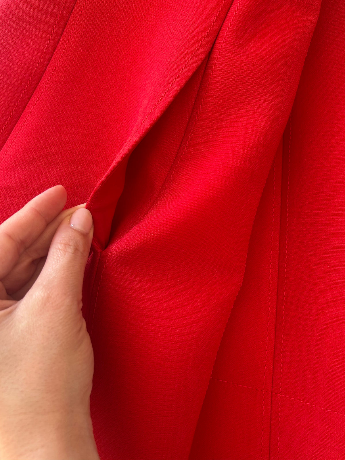 Red belted dress