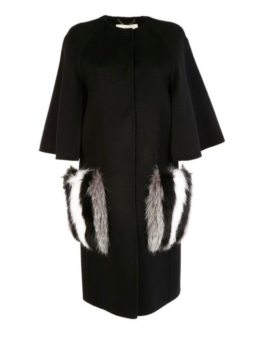 Black fur pockets coat