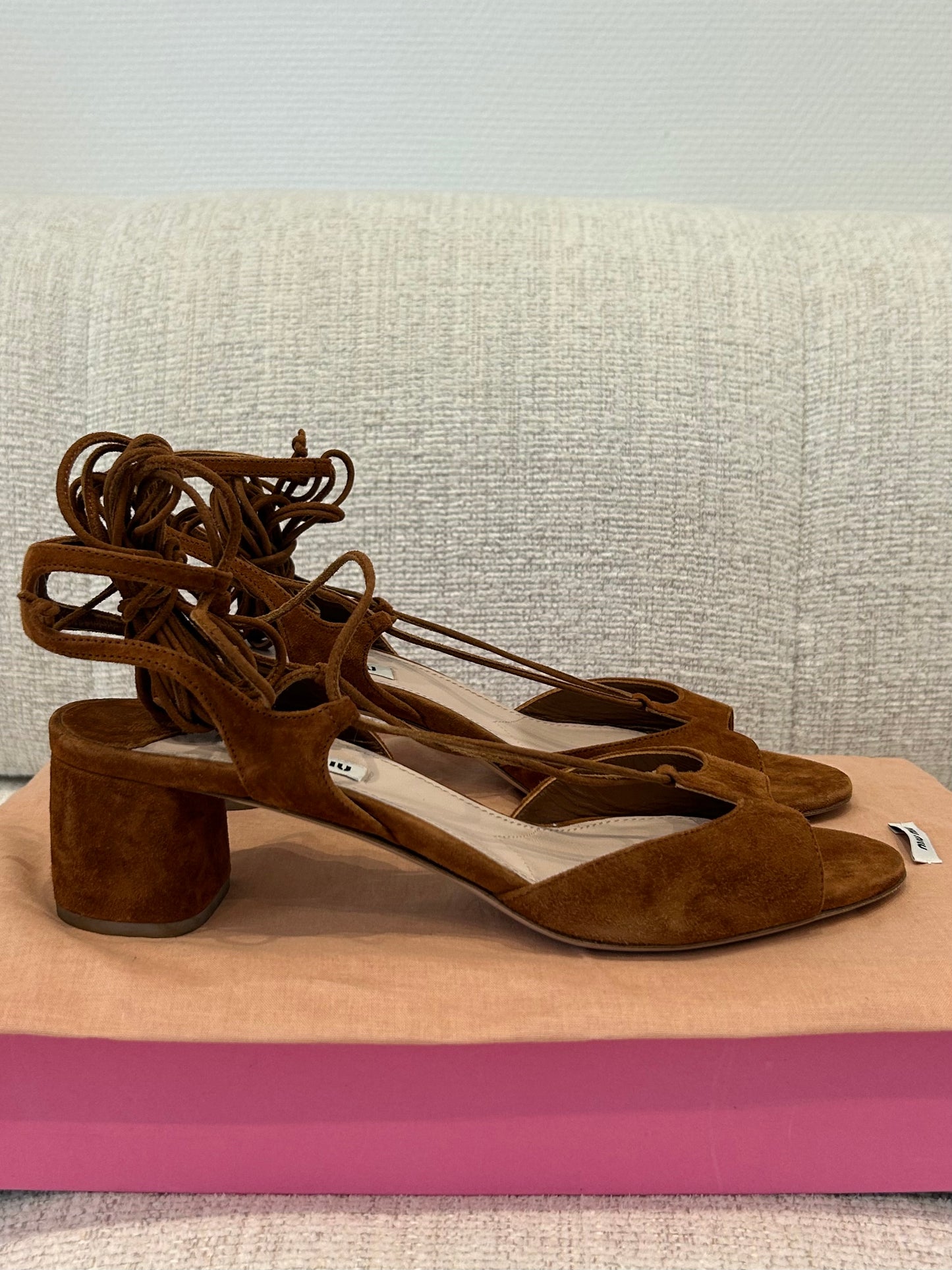 Lace-up suede sandals