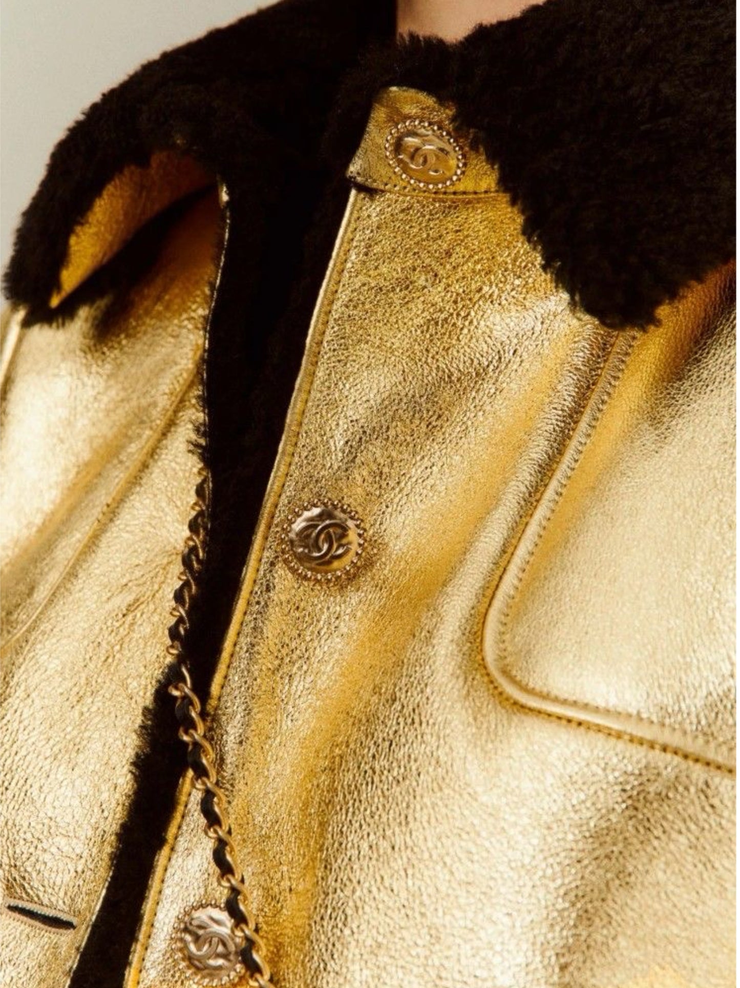 Gold shearling jacket