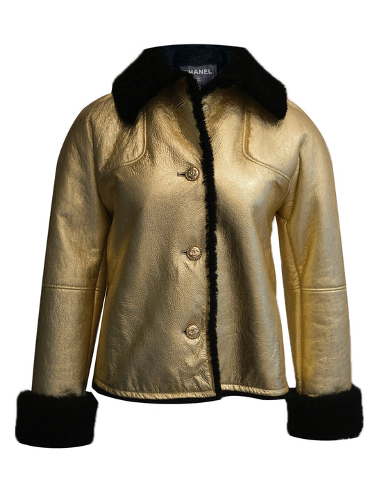 Gold shearling jacket