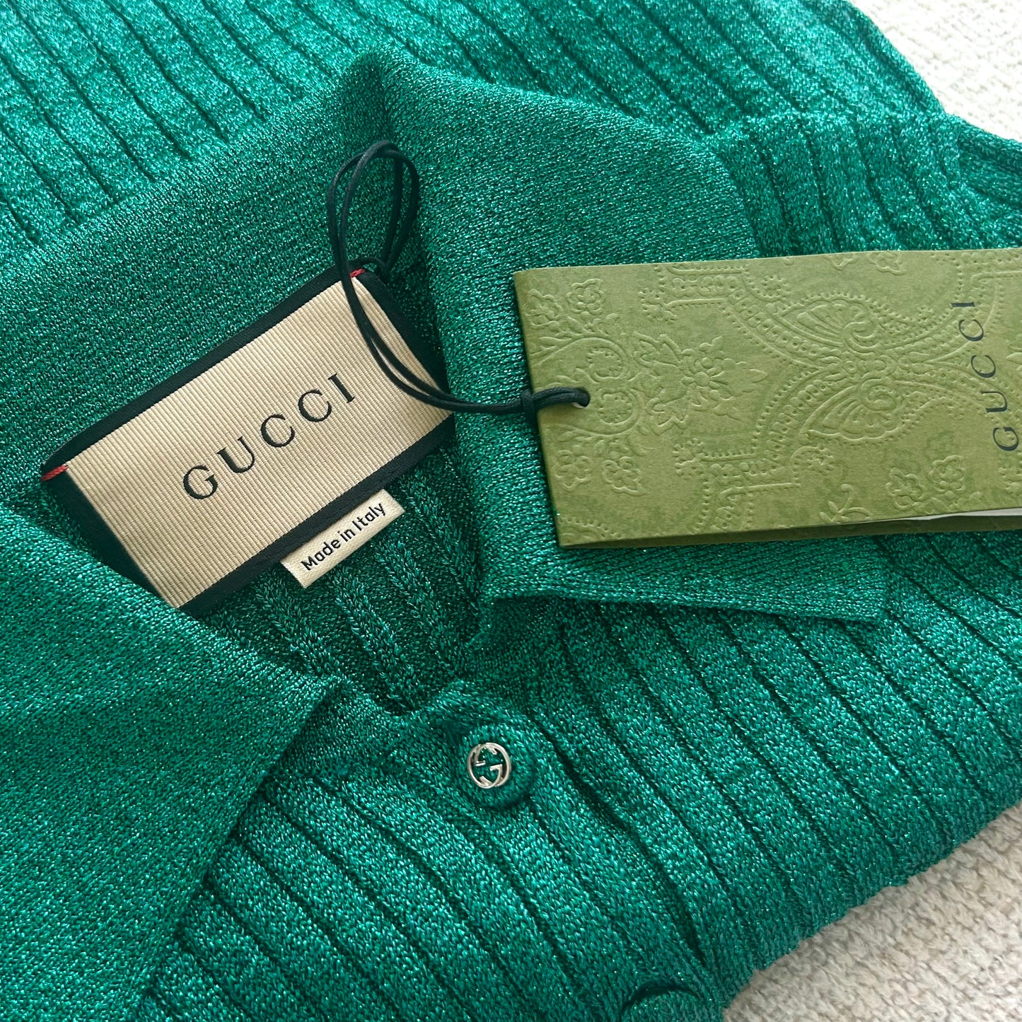 Green iridescent cropped top