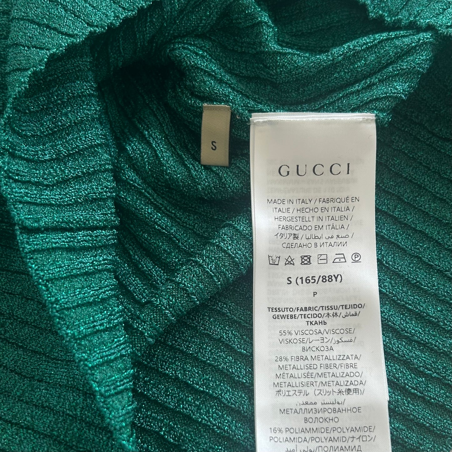 Green iridescent cropped top