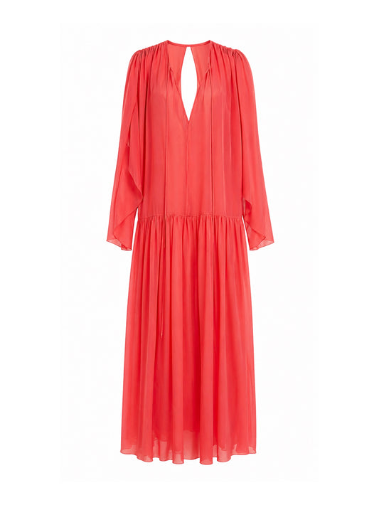 Orange long silk dress