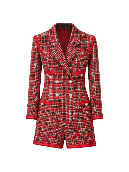 Red tweed jumpsuit