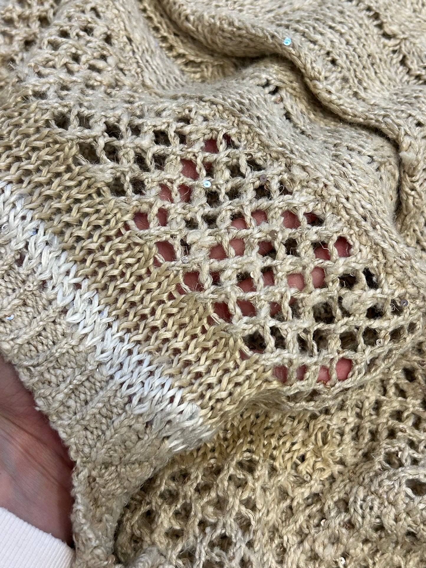 Beige V-neck sequin sweater