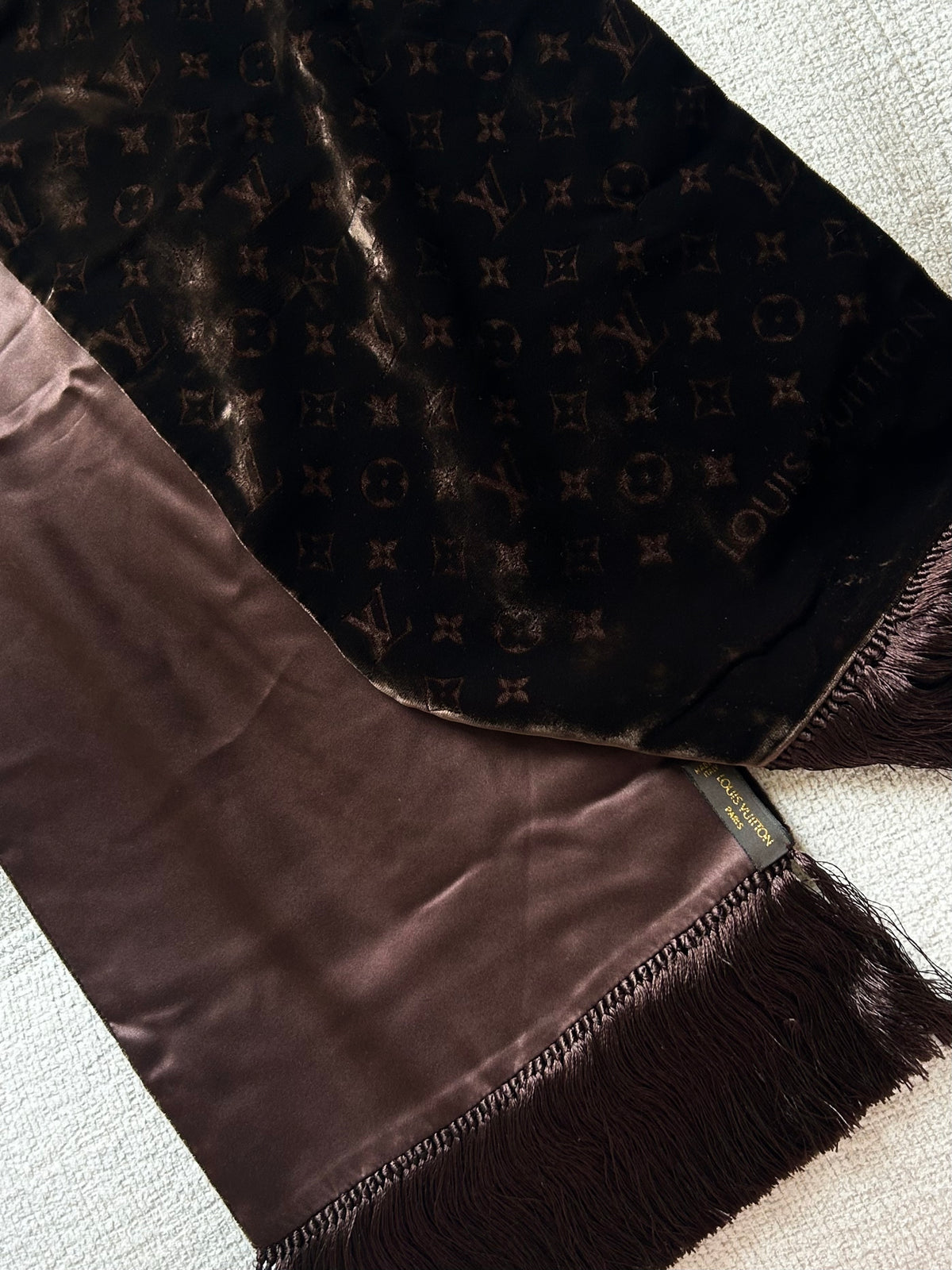 Brown velvet scarf