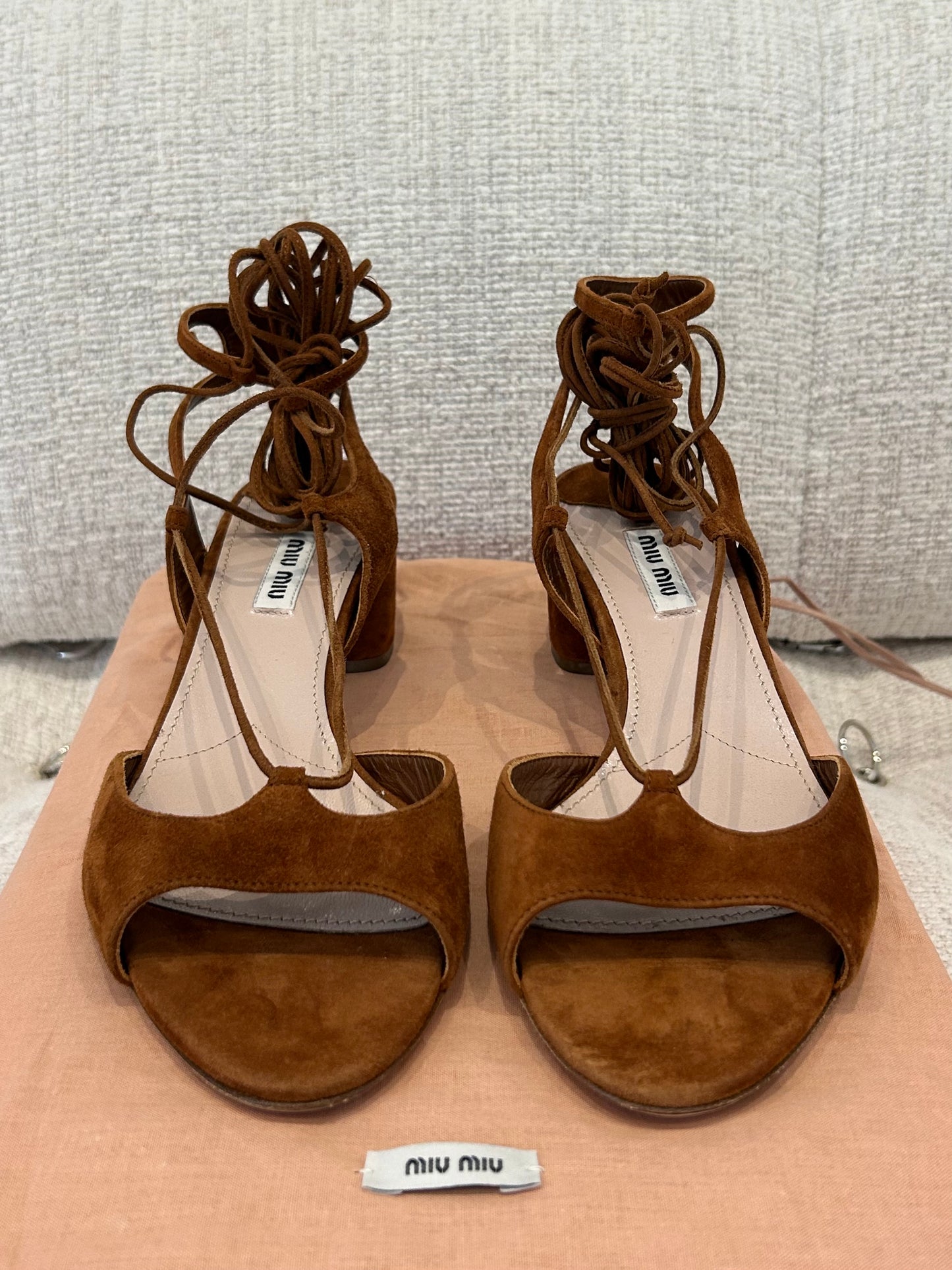 Lace-up suede sandals