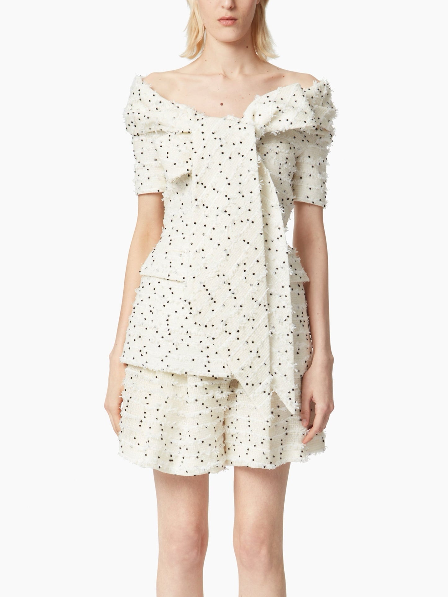 Off shoulder white jacket