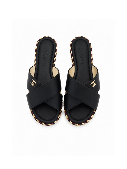 Leather trim mules