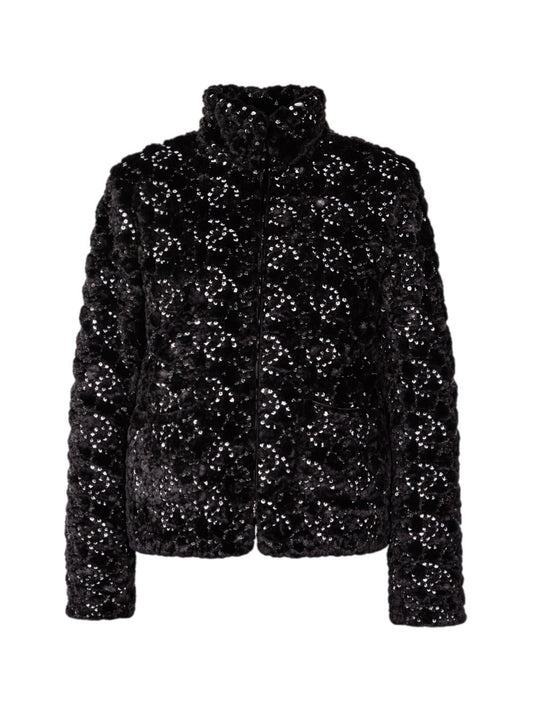 Faux fur and sequins jacket