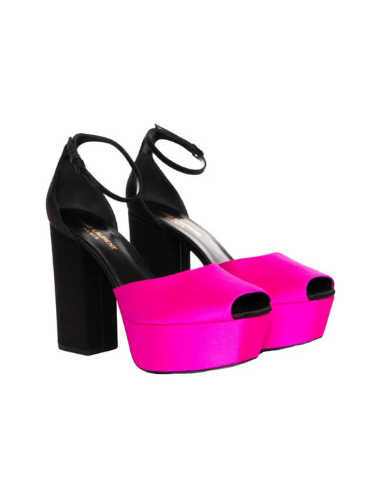 Black and fuchsia satin shoes