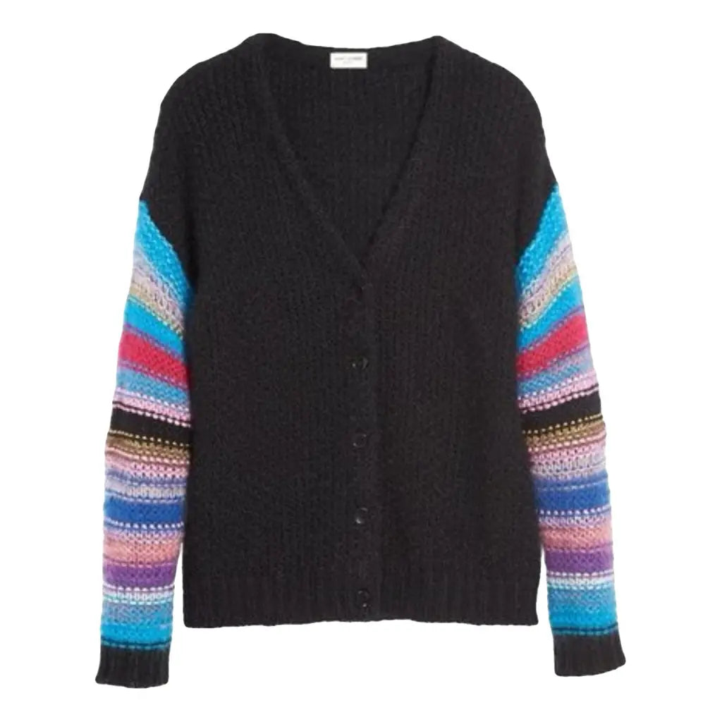 Black colorful sleeves cardigan