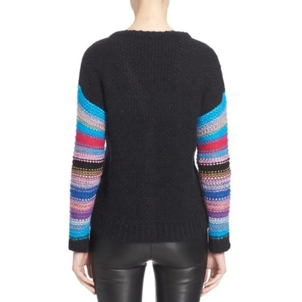 Black colorful sleeves cardigan