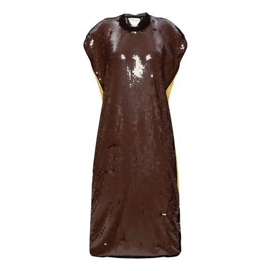 Brown and yellow sequins dress