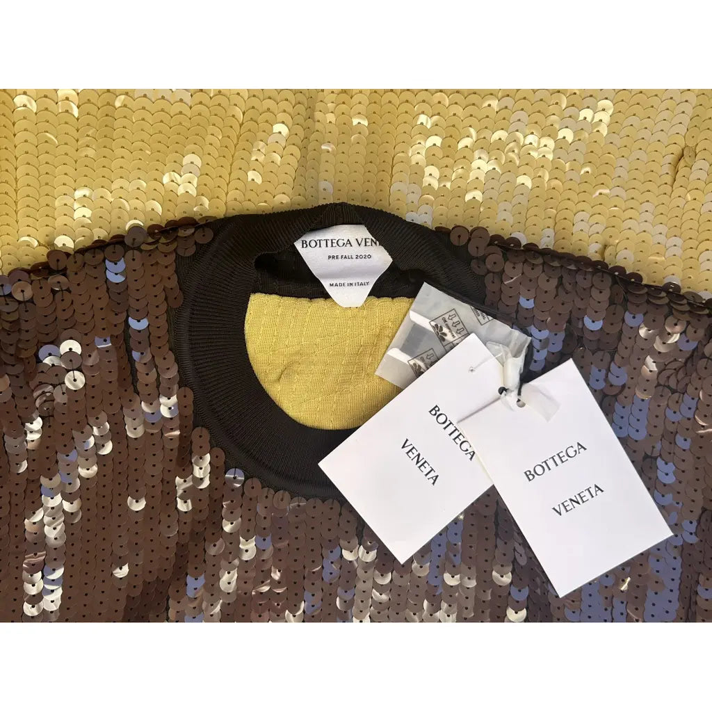 Brown and yellow sequins dress