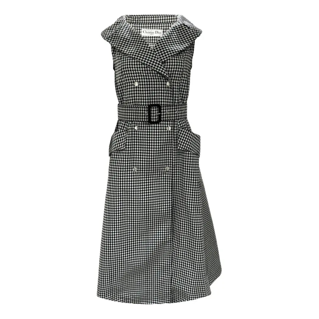 Houndstooth double-breasted dress