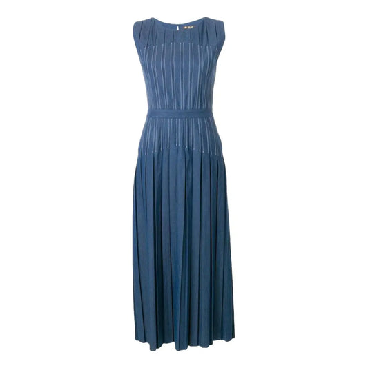 Blue pleated mid-length dress