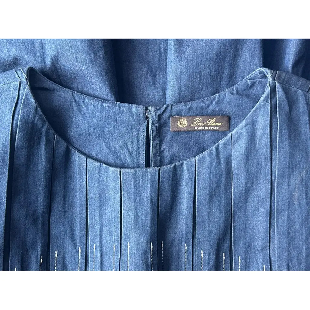 Blue pleated mid-length dress