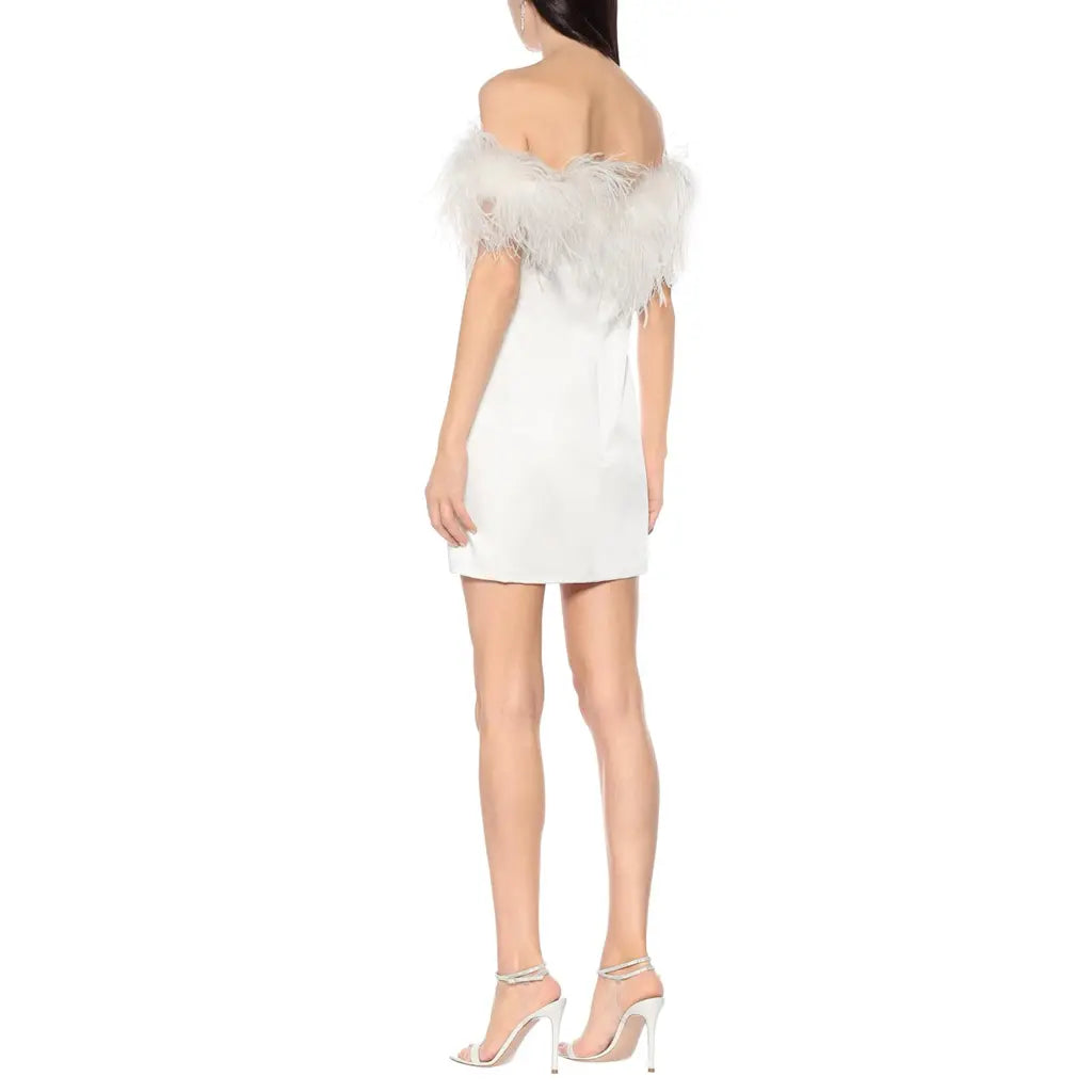 White feather Bardot dress