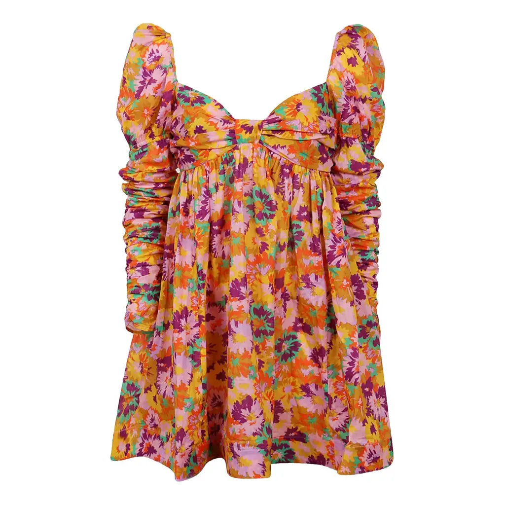 Colorful floral sweetheart dress