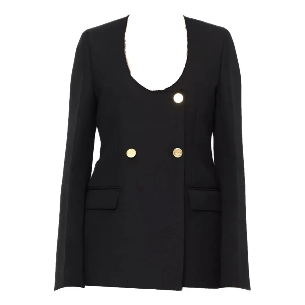 Black rounded neckline blazer