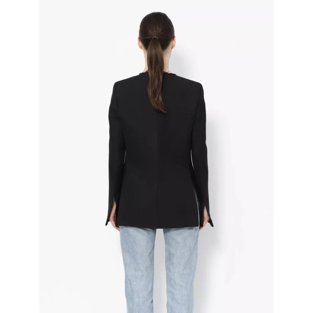 Black rounded neckline blazer