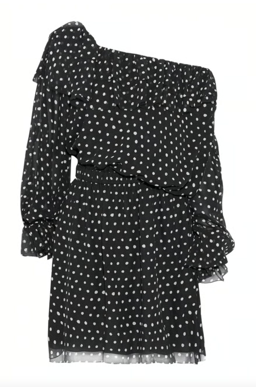 Polka dot asymmetrical dress