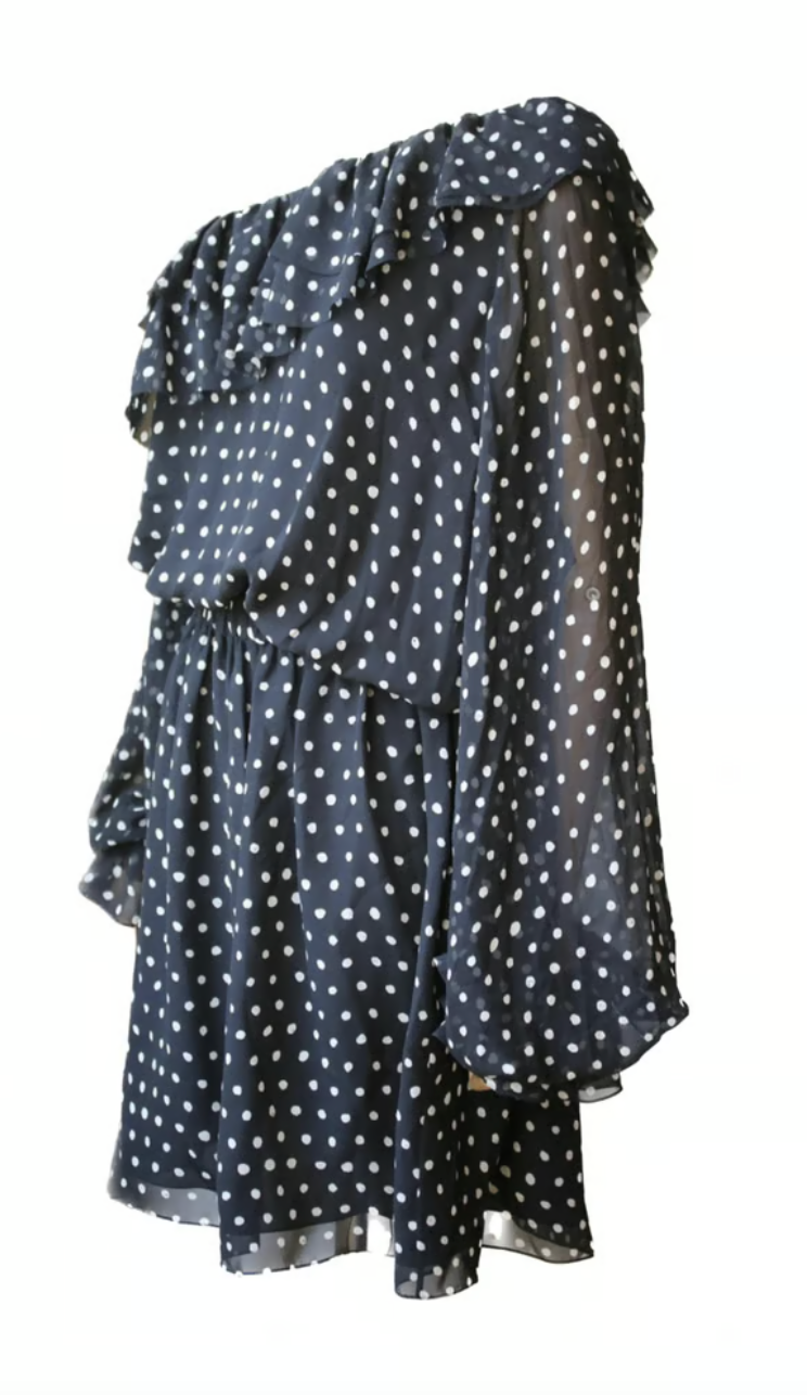 Polka dot asymmetrical dress