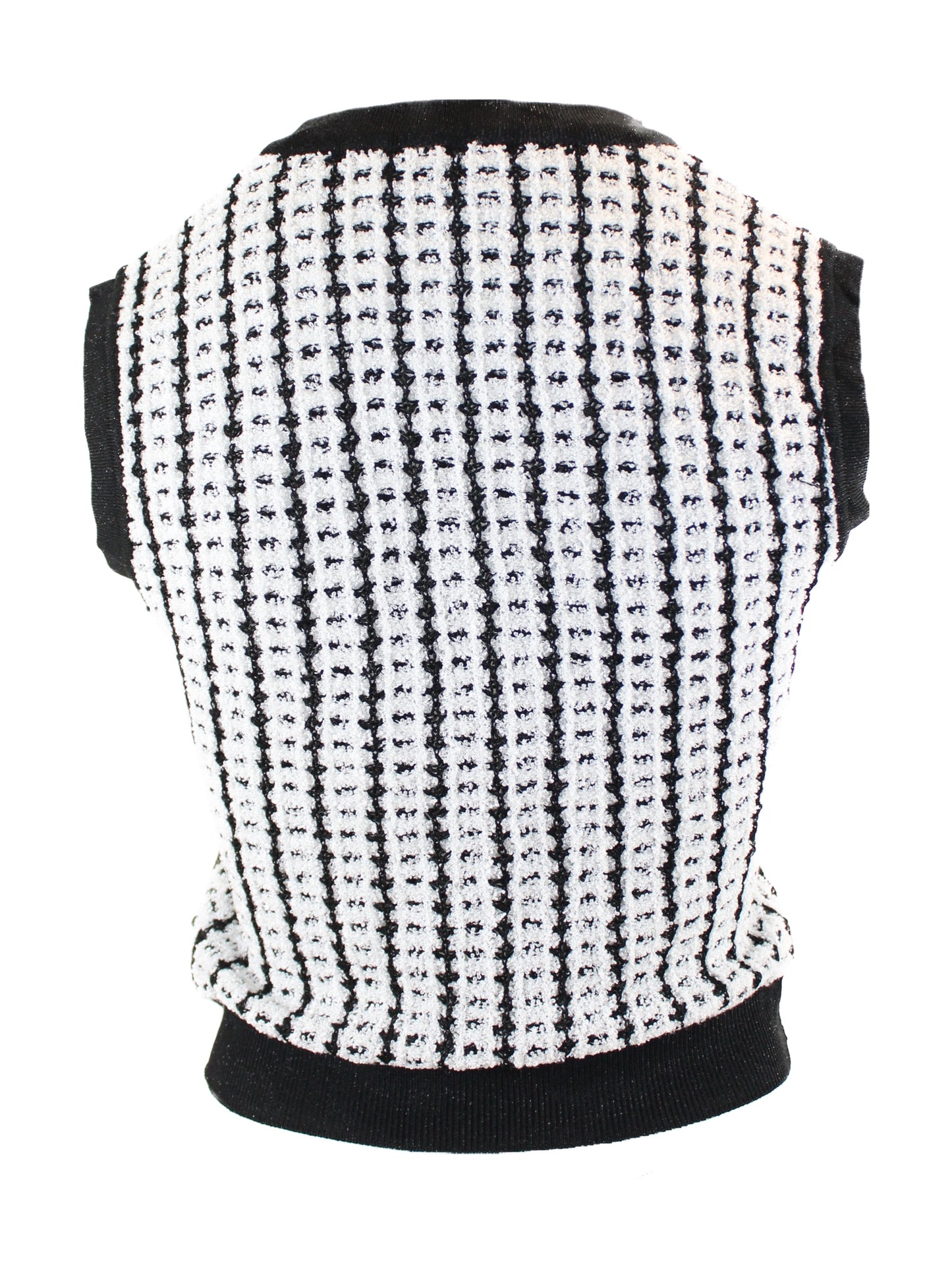 Black and white tweed V-top