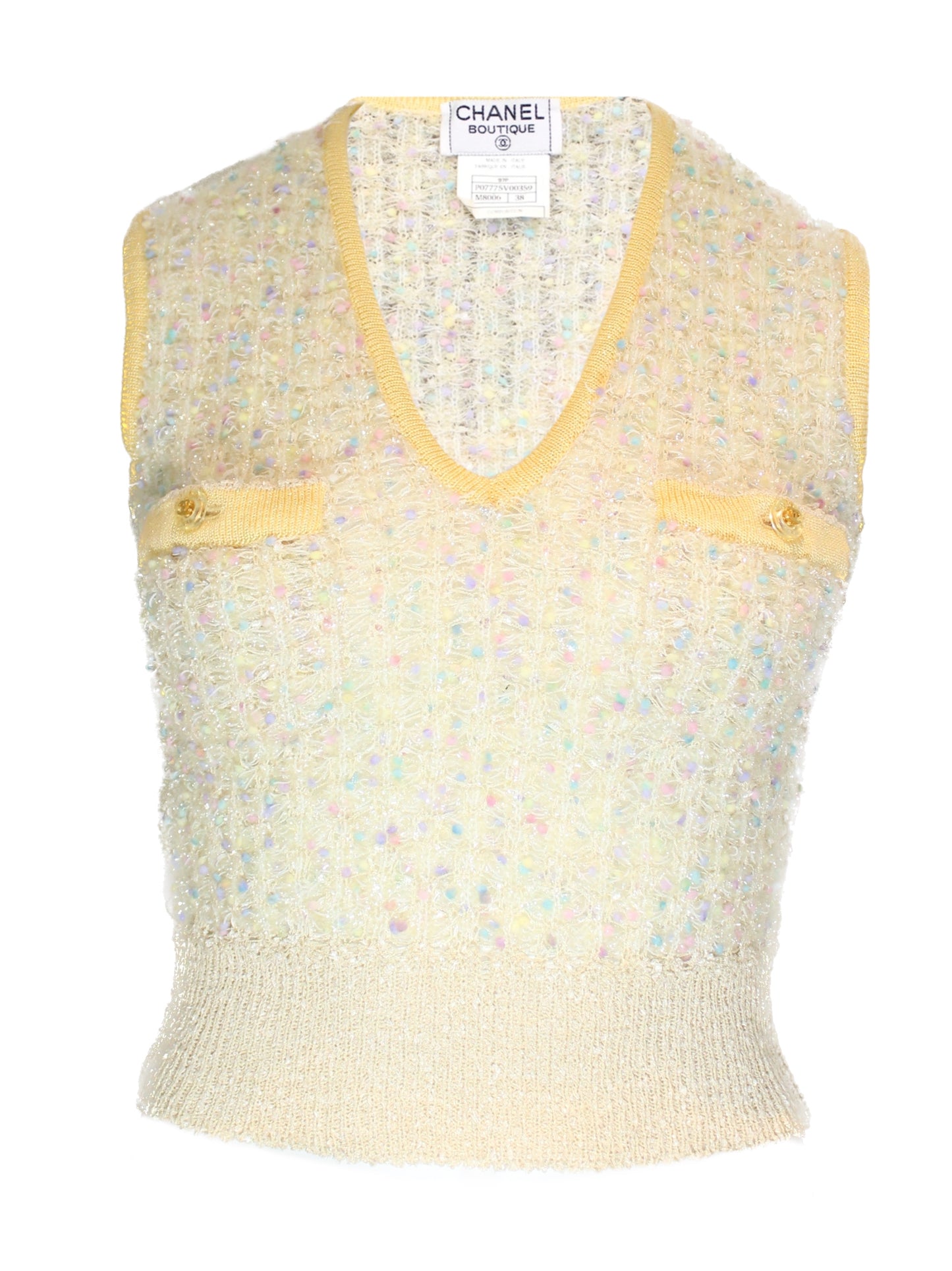 Yellow tweed V-top